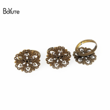 BoYuTe 20Pcs 6 Colors 20MM Filigree Flower Ring Base Vintage Jewelry Findings & Components Adjustable Ring Settings 2024 - buy cheap