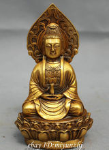 Popular chinês bronze dourado budismo pote kwan-yin guanyin buda deusa estátua decoração do jardim 100% bronze real 2024 - compre barato