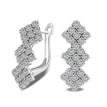 Fashio Plata 2 Color Geometry Crystal Brincos Earrings Simple Jewelry Design AAA Zirconia Stud Earrings For Women 2024 - buy cheap