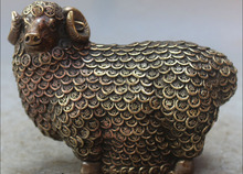 song voge gem S0008 15CM Marked China Feng Shui Folk Bronze Zodiac Year Sheep 100 Fu Wealth Statue 2024 - buy cheap