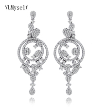 6.2 cm Very Long Flower Earrings Pretty Wedding Jewelry White CZ Stones Female Party Accessories Big Drop Earring for Bridal 2024 - buy cheap