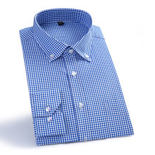 QISHA-camisa informal de algodón puro para hombre, camisa de manga larga de oficina, Formal, a rayas/a cuadros, para negocios sociales, ropa profesional 2024 - compra barato