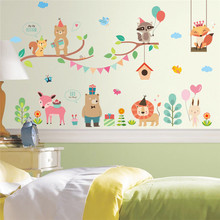 Forest Zoo Jungle Wild Animals Wall Sticker Christmas Decoration Wall Decal Mural Shop Store Window Home Decor 2024 - buy cheap