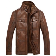 new Leather Jacket Men Coats 4XL Brand High Quality PU Outerwear Men Business Winter Faux Fur Male Jacket Fleece 2024 - buy cheap