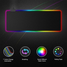 RGB Экстра большая светящаяся светодиодная Коврик для мыши Толстая яркая мышка с подсветкой для ПК ноутбука 2024 - купить недорого