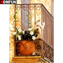 Homfun pintura completa quadrada/redonda 5d diy, pintura de diamante "animal, cachorro, flor" 3d, bordado, ponto cruz 5d, decoração de casa, presente a17196 2024 - compre barato