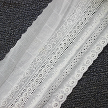 YACKALASI 14 Yds 100% Cotton Eyelet Embroidery Lace Garment Sewing Applique Lace Cotton Voile Trims 11cm Wide 2024 - buy cheap