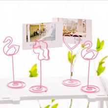 Clipe de unicórnio flamingo rosa kawaii, lembranças de casamento, porta-cartões 2024 - compre barato