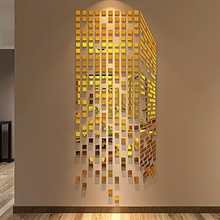 Бесплатная доставка 3d наклейки на стену в виде кубика Рубика Акриловые Кристаллы настенные Стикеры для спальни ТВ настенные зеркальные наклейки оптом 2024 - купить недорого