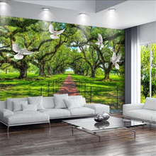 beibehang Custom Wallpaper 3D Photo murals Green Wooden Naked Eye View Living Room Background Wall paper papel de parede mural 2024 - buy cheap