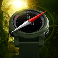 Skmei relógio digital de marca bússola, relógio digital à prova d'água para esportes ao ar livre 5atm, relógio masculino de pulso com retroiluminação el 2017 2024 - compre barato