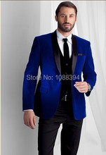 Terno feito sob encomenda 2018 estilo real azul de veludo, terno formal de noivo e casamento (jaqueta + calça + colete + gravata) 2024 - compre barato