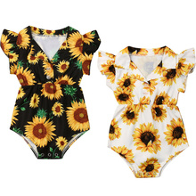 2019 Brand Summer Toddler Baby Girl Clothes Sunflower Short Sleeve Lapel Romper Jumpsuit Outfits Sunsuit 0-4Y 2024 - buy cheap