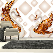 The custom 3D murals,3D stereo wallpaper, two beautiful swans papel de parede,living room sofa TV wall bedroom wall paper 2024 - buy cheap