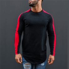 Musclecara camiseta masculina manga comprida, camiseta de outono 2020 com gola redonda roupa fitness de algodão com retalhos fashion 2024 - compre barato