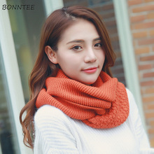 Женский однотонный вязаный шарф-колечко, теплый мягкий, модный, цветной, корейский, простой, милый, Женский кашемировый шарф, Повседневный, студенческий, шикарный 2024 - купить недорого