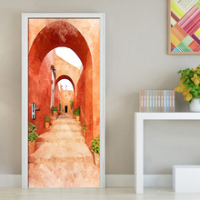 DIY Arch Stone Stairs 3D наклейка на дверь ПВХ материал водонепроницаемый Плакат Наклейка на стену наклейки на дверь для гостиной спальни домашний декор 2024 - купить недорого