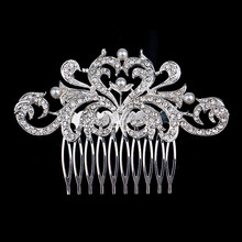 TRAZY Cor Prata Crystal Pearl Flor Cabelo Combs Cabelo Festa de Casamento Jóias para As Mulheres de Noiva Acessórios Para o Cabelo de Presente de Aniversário 2024 - compre barato