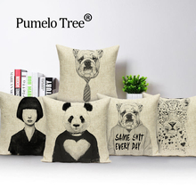 Portrait animal pillow cover black white  pillow covers decorative Lovely throw pillows dog panda cushions for sofa Custom cover 2024 - buy cheap