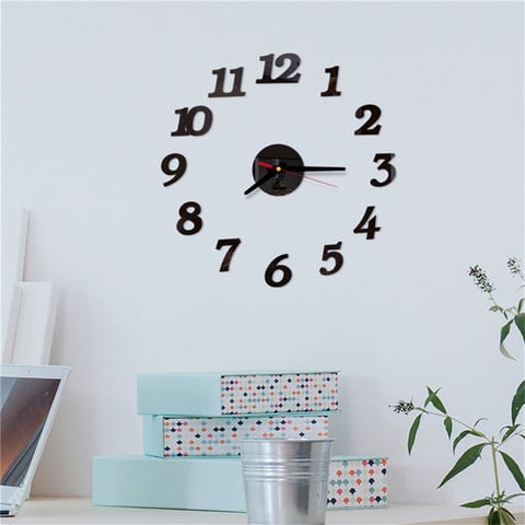3D Mirror Roman Numbers Wall Clock Sticker 3D Wall Art  Clock Number Watch Wall Clocks for Living Room Home Office Decor 9M14 2022 - buy cheap