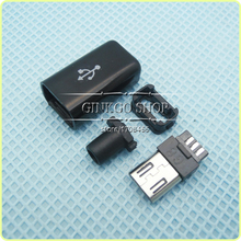 1000 set/lote 4 en 1 Conector Micro USB macho Conector Micro USB conector de carga trasera color negro 2024 - compra barato