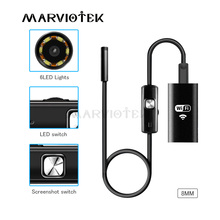 720P 8 мм USB эндоскоп бороскоп IOS беспроводной Эндоскоп эндоскоп камера Мини водонепроницаемая мягкая проверка кабеля камера для Iphone 2024 - купить недорого