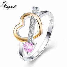 Женское кольцо с розовым и желтым и белым цирконом, размеры 6, 7, 8, 9 2024 - купить недорого