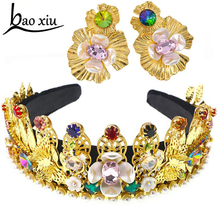 2019 tiara feminina clássica de luxo, laço de flores, pérolas exageradas, cristal, coroa de casamento, joias de casamento 2024 - compre barato