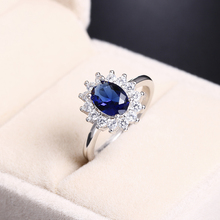 Anel 100% prata esterlina azul zircônia cz feminino joias para casamento feminino com dedo aberto presente para menina 2024 - compre barato