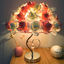 Novelty Warm Roses Heart-shaped Table Lamp Deco Mariage Crystal Bedside Lamp Living Room  Bedroom Wedding Decorations Luminaria 2024 - buy cheap