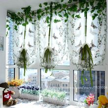 Cortinas romanas de gasa bordada con mariposas, tul Pastoral para ventana, cocina, sala de estar, decoración del hogar, 1 unidad 2024 - compra barato