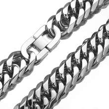 19/21mm High Quality Stainless Steel Silver Color Cool Heavy Jewelry Men's Miami Cuban Chain Necklace Or Bracelet Bangle 7"-40" 2024 - buy cheap