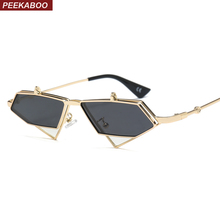 Peekaboo-gafas de sol abatibles steampunk para hombre, lentes de sol triangulares con montura de metal, color rojo, vintage, dorado, uv400, 2019 2024 - compra barato