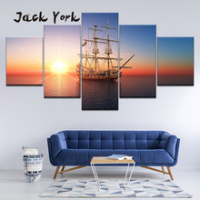 Canvas Painting sailboat on sea with sunset  Wall Art Painting Modular Wallpapers Poster Print for living room Home Deco 2024 - buy cheap