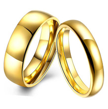 NFS Classic Stainless Steel Ring Gold-color Wedding Rings Smooth Lovers Wedding Alliance Bridal Jewellery Sets Couples Ring 2024 - buy cheap