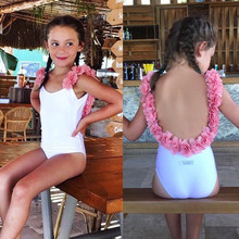 3-7T Girls Swimsuit Flower Backless Children Swimwear Whit Black Swimsuits For Girls Kids Swimwear Beach Bathing Suits Tankini 2024 - buy cheap