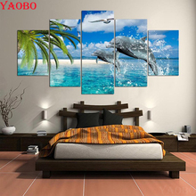 5 uds. De taladro redondo cuadrado completo 5D DIY pintura de diamantes delfines marinos Multi-combinación de cuadros 3D bordado mosaico Decoración 2024 - compra barato