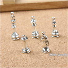 Mix 40 PCS moda de Nova internacional de xadrez 3D pingente charme Tibetano prata serve para Pulseira Europeu DIY jóias vintage 20125 2024 - compre barato