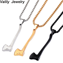 EdgLifU Men's Simple Lumberjack Axe Pendant Necklace Stainless Steel Black Woodcutter Axe Necklace for Male Long Necklace 2024 - buy cheap