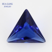 Blue Triangle Shape Princess Cut Loose Glass Beads Synthetic Gems For Jewelry Size 3x3~10x10mm Free Shipping 2024 - buy cheap