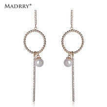 Madrry High Quality Freshwater Pearls Drop Earring Long Dangle Earrings Cubic Zirconia Jewelry Earrings For Women Accessories 2024 - buy cheap