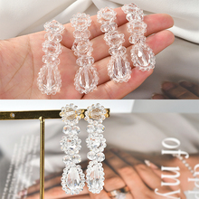 Newest 10pcs/Lot 60*15MM handmade Woven Crochet Crystal Rhinestone Beads Beading Tassel Button Charms Fit Earring Making 2024 - buy cheap