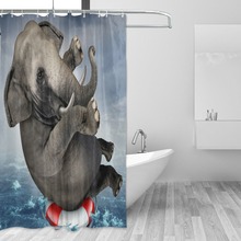 Cortina de ducha con estampado de elefante de alta calidad, tela de poliéster Animal, impermeable, a prueba de moho, cortinas de baño para el hogar 2024 - compra barato