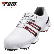 Sapatos de golfe com botão automático em couro, tênis respiráveis à prova d'água, antiderrapante, design de patente, sapatos esportivos d0471 2024 - compre barato
