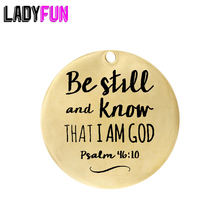 "Be still and know that i am god " Stainless Steel Charms 25mm High Polish Mirror Surface Jewelry Pendant Tag 20pcs/lot 2024 - buy cheap