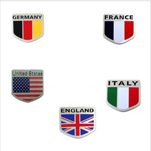 (50 pieces/lot ) Wholesale Aluminum ITALY ENGLAND USA AMERICAN GERMANY Flag Emblem Chrome Car Decal Sticker Car styling 2024 - buy cheap