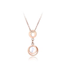 JeeMango Stainless Steel Jewelry Love Letter Pendant White Shell Circle Rose Gold Color Engagement Necklaces For Women N18077 2024 - buy cheap