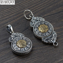 Pingente de amuleto tibetano de prata 925, artesanal, cinco símbolos, amuleto de prata esterlina, budista, pingente de amuleto 2024 - compre barato