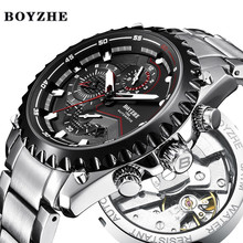 BOYZHE 2018 New Men Automatic Mechanical Watch Waterproof Sport Luxury Brand Watch Men Stainless Steel Watches Relogio Masculino 2024 - buy cheap