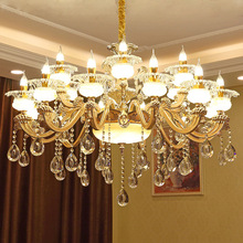 European Crystal living room chandelier, Villa Hotel, zinc alloy candle, bedroom, restaurant, study, hanging lamp. 2024 - buy cheap